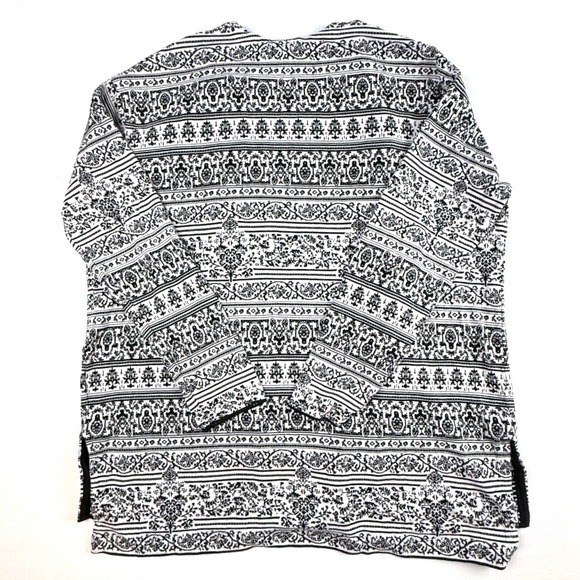 J Jill Black White Pattern Open Front Cardigan Jacket Women's M - Picture 3 of 7